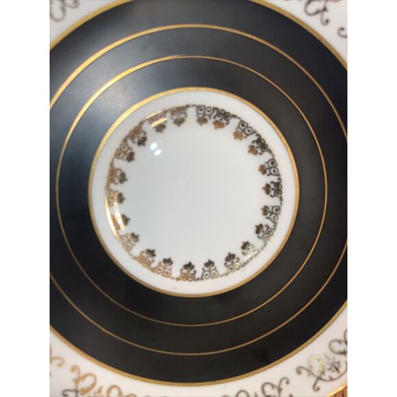 RARE Royal Stafford Bone China Footed Cup and Saucer Set Pattern 7585 BLACK EXC - Picture 9 of 9